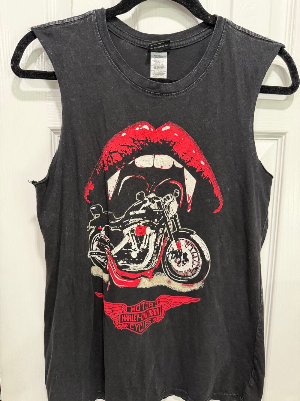 Harley-Davidson Women's Size L Black Vampire Fangs Tank Top Austin Texas